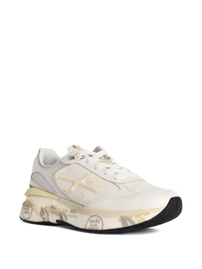 Premiata Moerund 7798 Leather Sneakers With Contrast Sole In Neutral