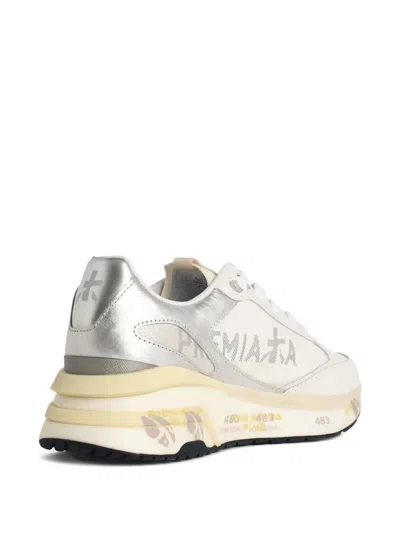 Premiata Moerund 7798 Leather Sneakers With Contrast Sole In Neutral