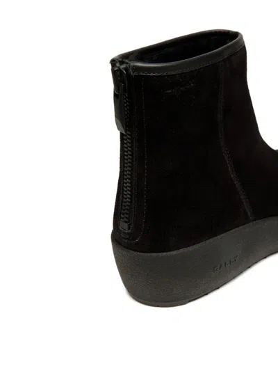 Bally Curling Bootie In Black Suede In Black