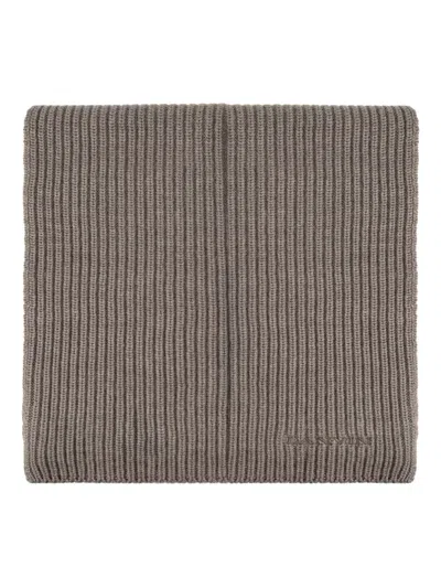 Lanvin Ribbed-knit Scarf In Brown