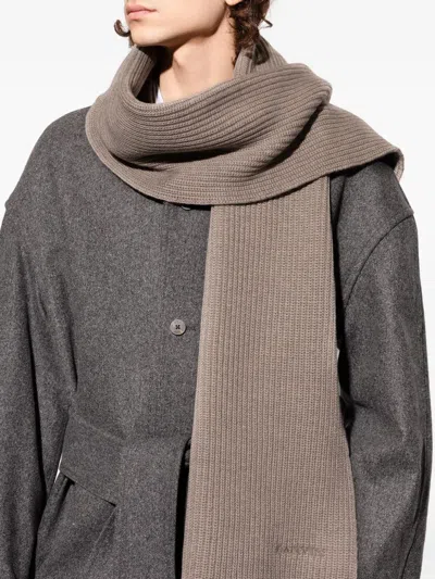 Lanvin Ribbed-knit Scarf In Brown