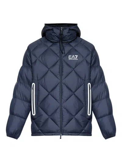 菱纹绗缝连帽夹克