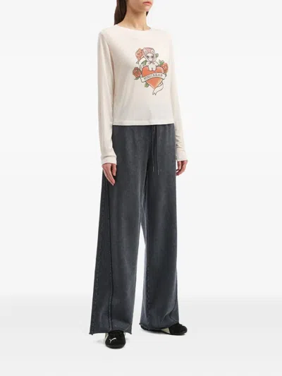 Mini Cream Drawstring Trousers In Gray