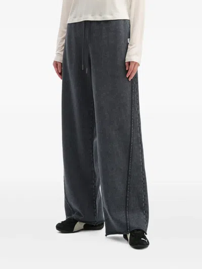 Mini Cream Drawstring Trousers In Gray