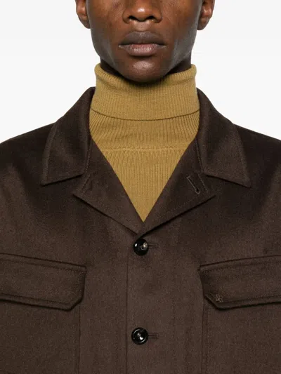 Tagliatore Buttoned Chest-pocket Shirt In Brown