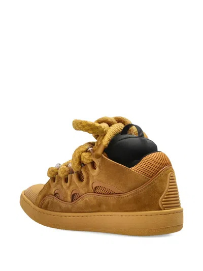 Lanvin Leather Blend Sneakers Suede Finish In Brown