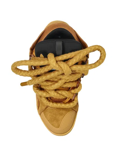 Lanvin Leather Blend Sneakers Suede Finish In Brown