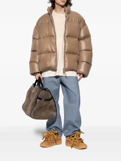 Lanvin Leather Blend Sneakers Suede Finish In Brown