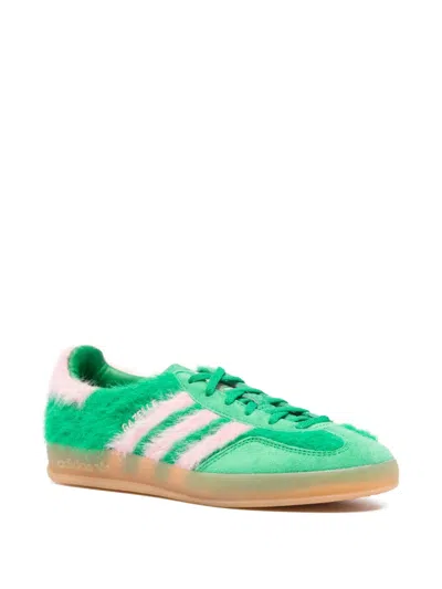 Adidas Originals Gazelle Indoor Suede-trimmed Brushed-knit Sneakers In Green