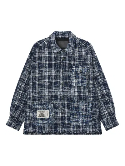 Musium Div. Frayed Check Shirt In Blue