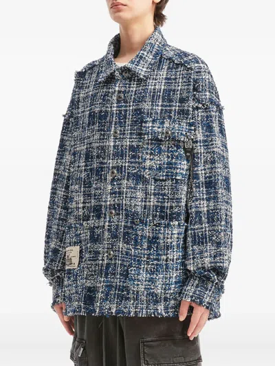 Musium Div. Frayed Check Shirt In Blue