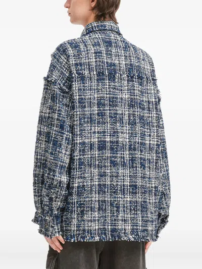 Musium Div. Frayed Check Shirt In Blue