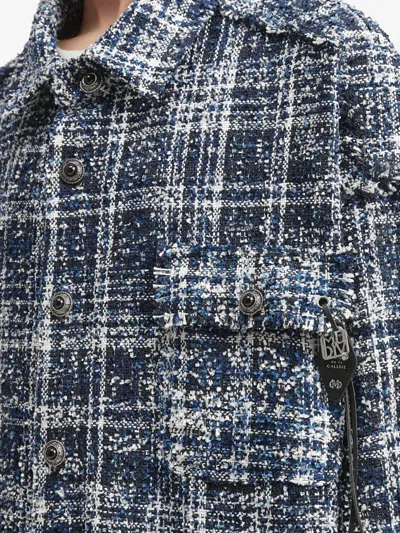 Musium Div. Frayed Check Shirt In Blue