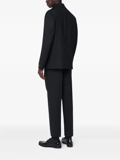 Santaniello Black Single-breasted Suit In Wool Blend In Black