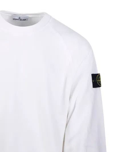 Stone Island Raglan-sleeve Patch Sweatshirt In White