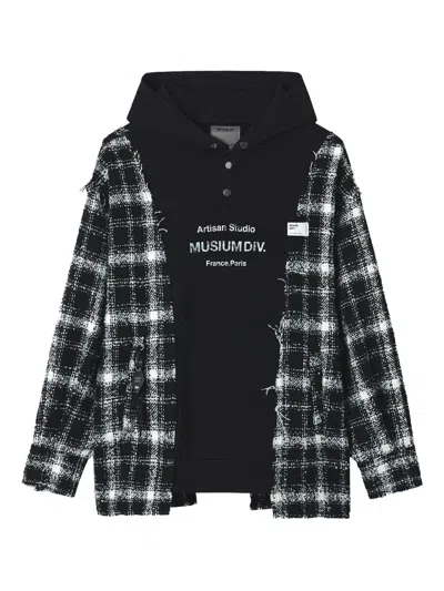 Musium Div. Check Hooded Knitwear In Black