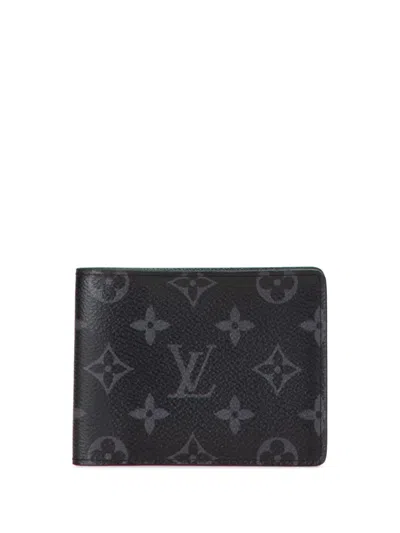 Pre-owned Louis Vuitton 2018 Monogram Eclipse Multiple Wallet Small Wallets In Black