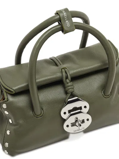 Zanellato Saeta Baby Handmade Leather Bag In Green