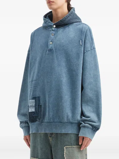 Musium Div. Button Patchwork Hoodie In Blue