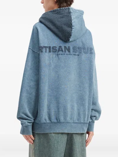 Musium Div. Button Patchwork Hoodie In Blue