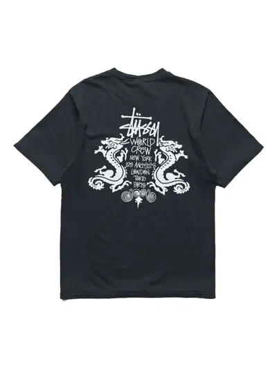 Stussy Dragon-embellished T-shirt In Black
