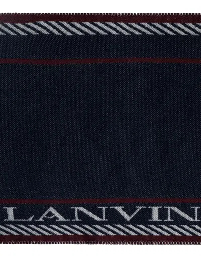 Lanvin Logo-detail Fringed Scarf In Blue
