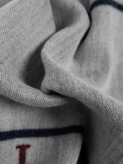 Lanvin Logo-detail Fringed Scarf In Blue