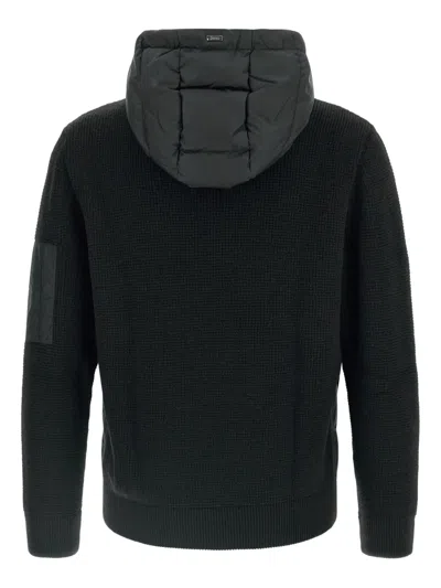 Herno Padded Bomber Jacket With Wool Sleeves Clothing In Black