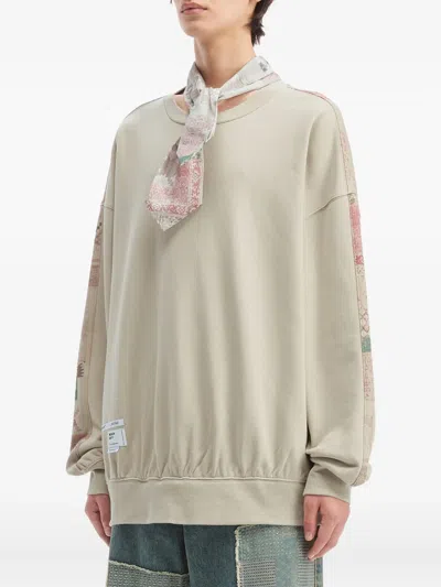 Musium Div. Patterned Sleeve Sweatshirt In Neutral