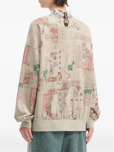 Musium Div. Patterned Sleeve Sweatshirt In Neutral