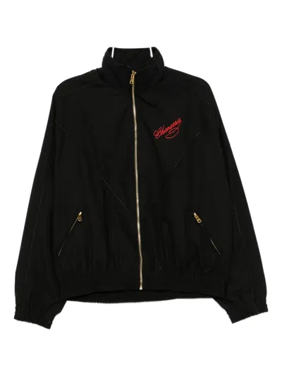 Willy Chavarria Ruff Rider Logo-embroidered Wool Bomber Jacket In Black