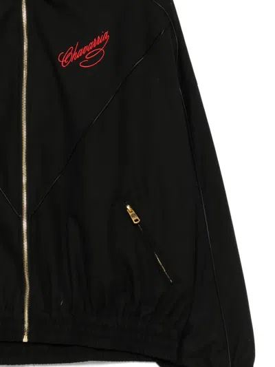 Willy Chavarria Ruff Rider Logo-embroidered Wool Bomber Jacket In Black