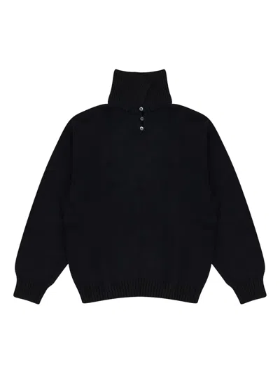 Aimé Leon Dore Button-fastening Turtleneck Sweater In Black