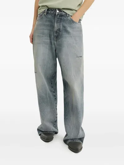 1989 Studio Distressed Wide-leg Denim Trousers With Belt Loops In Blue