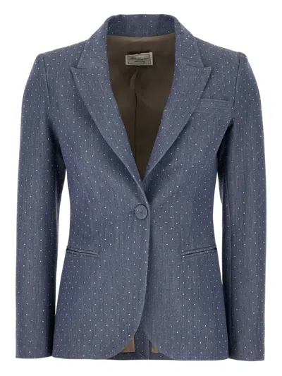 Post Scriptum Polka Dot Blazer In Blue