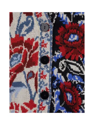 Farm Rio Multicolor V-neck With Cardigan With Floral Motif In Wool Blend Woman In Multi
