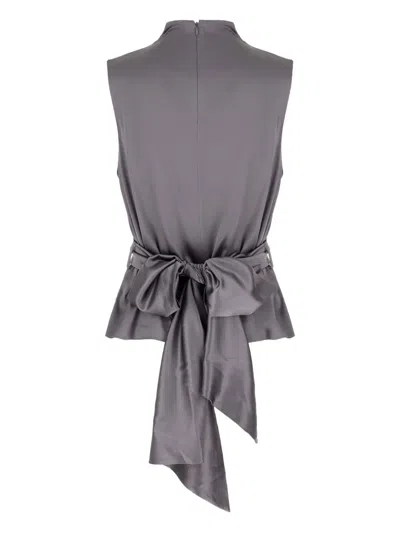 Danamè Tiffany Tie Blouse In Gray
