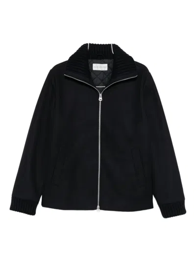 Daniele Alessandrini Minimalist Black Jacket With Front Zipper And Quilted Lining In Black