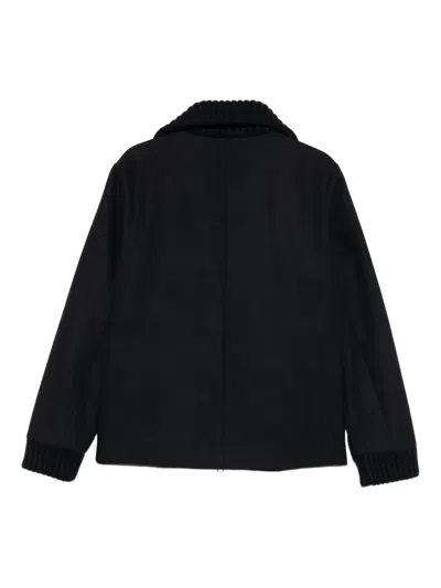 Daniele Alessandrini Minimalist Black Jacket With Front Zipper And Quilted Lining In Black
