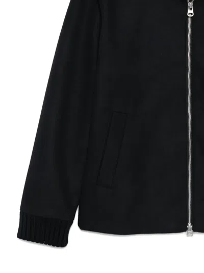 Daniele Alessandrini Minimalist Black Jacket With Front Zipper And Quilted Lining In Black