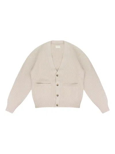 Aimé Leon Dore Cream Waffle Knit Cardigan In Gold