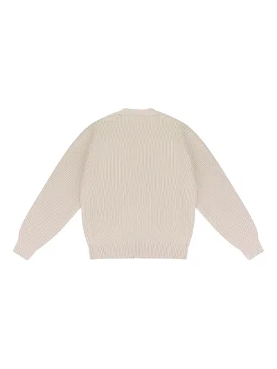 Aimé Leon Dore Cream Waffle Knit Cardigan In Gold