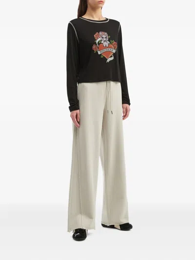 Mini Cream Drawstring Trousers In White