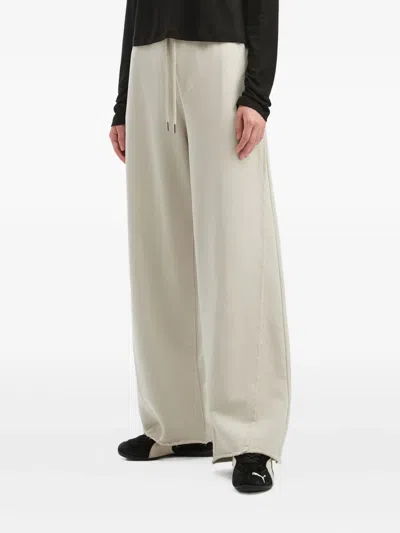 Mini Cream Drawstring Trousers In White