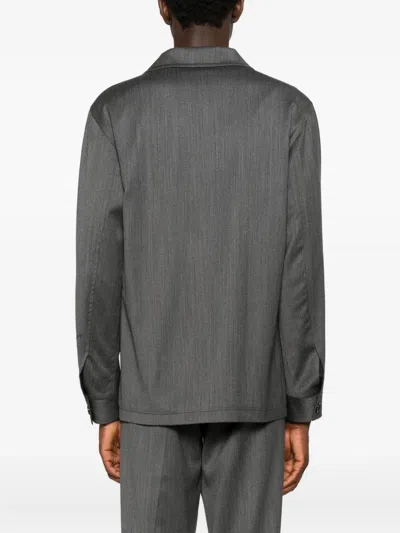 Tagliatore Logo-appliqué Shirt Jacket In Gray