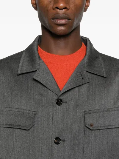Tagliatore Logo-appliqué Shirt Jacket In Gray