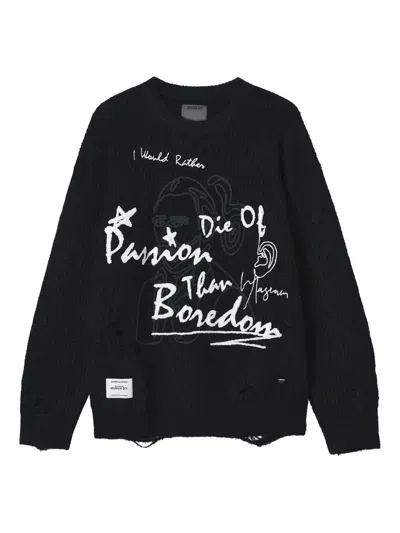 Musium Div. Distressed Graphic Sweater In Black