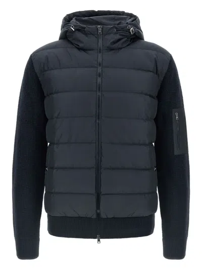 Herno Padded-knitted Down Jacket In Blue