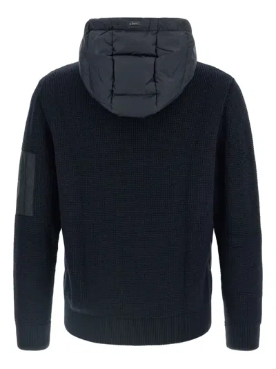 Herno Padded-knitted Down Jacket In Blue