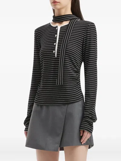 B+ab Striped Button Top In Black